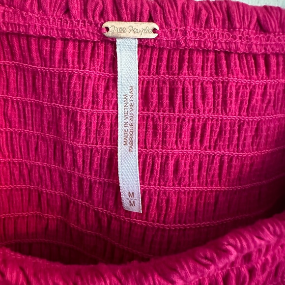NWT FREE PEOPLE Smocked Hot Pink Top, Medium - Picture 6 of 8
